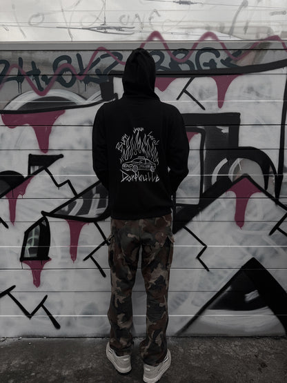 Zip Hoodie "Burn your local Dorfbulle"